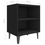 vidaXL Table de chevet avec pieds en métal Noir 40x30x50 cm