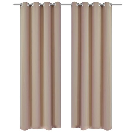 2 Pièces Rideau Blackout Occultant Crème avec Œillets en métal 135x245cm
