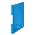 Classeur wow 4 anneaux 25 mm polypro souple dos de 32 mm bleu métallique leitz