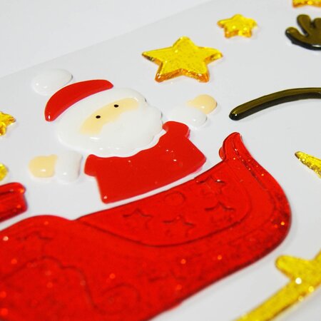 Stickers gel Noël pour fenêtres - Père Noël et son traîneau