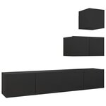 vidaXL Ensemble de meuble TV 4 Pièces Noir Aggloméré