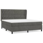 vidaXL Lit à sommier tapissier et matelas Gris foncé 180x200cm Velours
