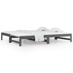 vidaXL Lit coulissant Gris 2x(80x200) cm Bois de pin massif