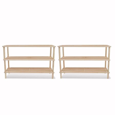 vidaXL Range-chaussures à 3 étagères 2 Pièces Bois de sapin solide