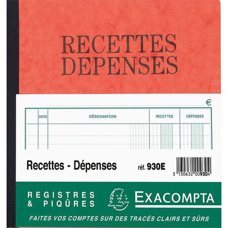 Registre piqûre recettes et dépenses 930e - exacompta