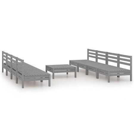 vidaXL Salon de jardin 9 Pièces Gris Bois de pin massif