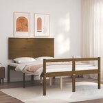 vidaXL Cadre de lit avec tête de lit marron miel 140x190cm bois massif