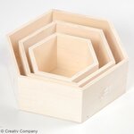 3 étagères en bois hexagonales 14/ 19/ 25 cm