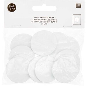 12 disques en bois blanc- grand 38 mm