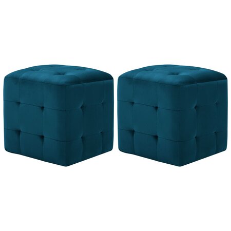vidaXL 2 Pièces Poufs Bleu 30 x 30 x 30 cm Tissu velours
