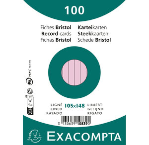 Paquet 100 Fiches Sous Film - Bristol Ligné Non Perforé 105x148mm - X 20 - Exacompta
