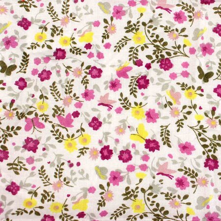 Coupon de tissu en coton Fleurs parme 55 cm - MegaCrea DIY