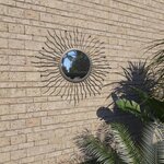 vidaXL Miroir mural de jardin Rayons de soleil 60 cm Noir