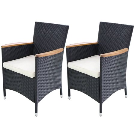vidaXL Chaises de jardin 2 Pièces avec coussins Résine tressée Noir