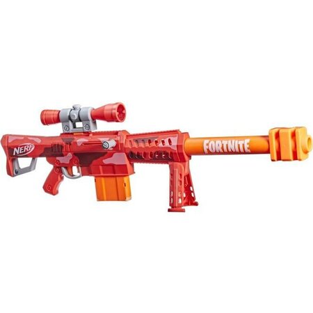 Nerf - fortnite - blaster heavy sr - le blaster fortnite le plus long - viseur amovible - 6 fléchettes - chargeur 6 fléchettes