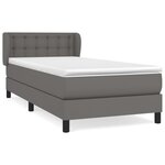 vidaXL Lit à sommier tapissier avec matelas Gris 90x190 cm Similicuir