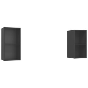 vidaXL Meubles TV muraux 2 Pièces Gris Aggloméré