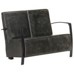 vidaXL Canapé à 2 places Gris Cuir véritable