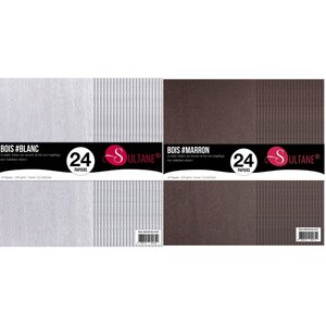 48 papiers Scrapbooking Texturé Bois Marron + Bois Blanc - 300g/ m²
