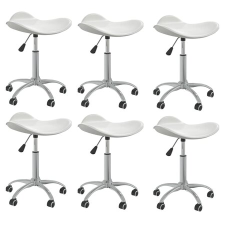 vidaXL Chaises pivotantes à manger lot de 6 blanc similicuir