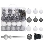 vidaXL Arbre de Noël artificiel pré-éclairé et boules noir 210 cm PVC