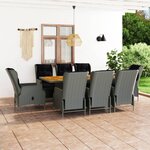 vidaXL Mobilier à dîner 9 Pièces avec coussins Résine tressée Gris clair