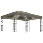 vidaXL Tonnelle avec double toit et lumières LED 3x4 m Taupe