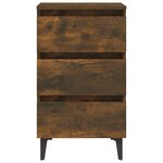 vidaXL Table de chevet avec pieds en métal Chêne fumé 40x35x69 cm