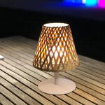 Lampe de table sans fil led ibiza beige bambou h26cm