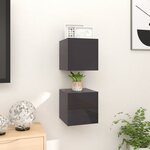 vidaXL Meubles TV muraux 2 Pièces Gris brillant 30 5x30x30 cm