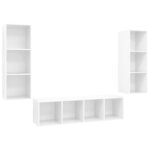 vidaXL Ensemble de meuble TV 3 Pièces Blanc brillant Aggloméré