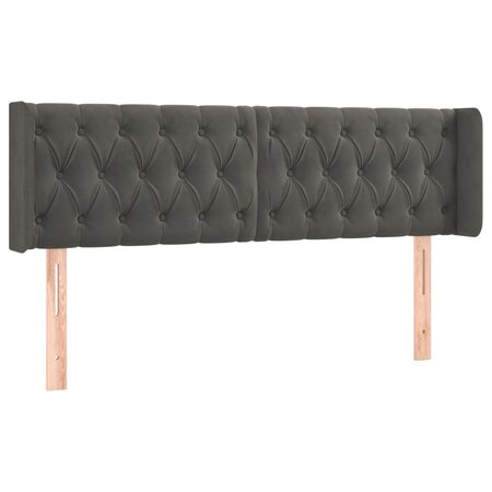 vidaXL Tête de lit avec oreilles Gris foncé 163x16x78/88 cm Velours