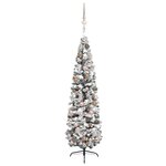 vidaXL Sapin de Noël artificiel mince pré-éclairé et boules vert 180cm