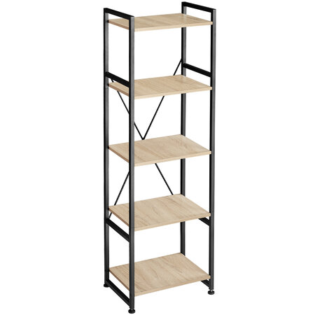 Tectake Etagère bibliothèque MANCHESTER style industriel 47,5 x 34,5 x 151,5 cm - bois clair industriel