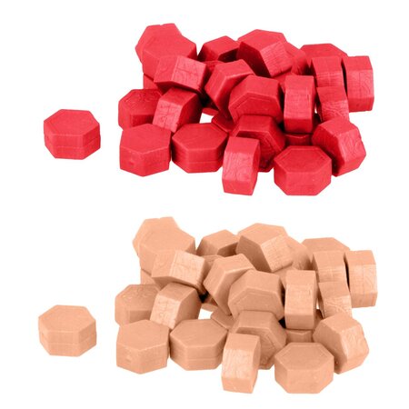 Perles de cire hexagonales - Rouge + Rose