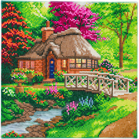 Tableau Broderie Diamant Crystal Art 30x30cm T. Kinkade Cottage