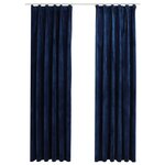 vidaXL Rideaux occultants et crochet 2Pièces Velours Bleu foncé 140x225cm