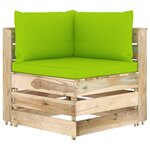 vidaXL Salon de jardin 7 Pièces avec coussins Bois imprégné de vert