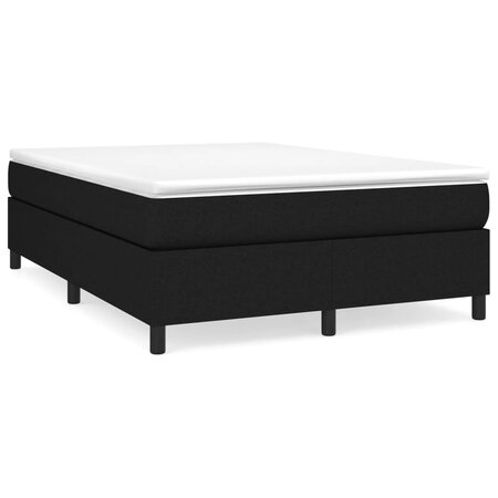 vidaXL Lit à sommier tapissier avec matelas Noir 140x200 cm Tissu