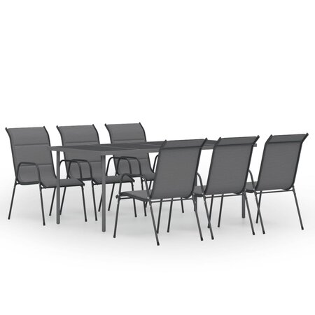 vidaXL Mobilier de salle à manger d'extérieur 7 Pièces Acier Anthracite