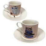 Coffret 2 tasses et 2 sous tasses allen desings - crasy cat
