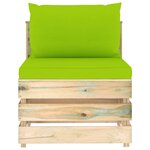 vidaXL Salon de jardin 7 Pièces avec coussins Bois imprégné de vert