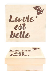Boite en bois avec découpe laser La vie est belle 11 cm