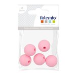 5 Perles Roses 10 mm - Silicone
