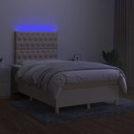 vidaXL Sommier tapissier avec matelas et LED Crème 120x200 cm Tissu