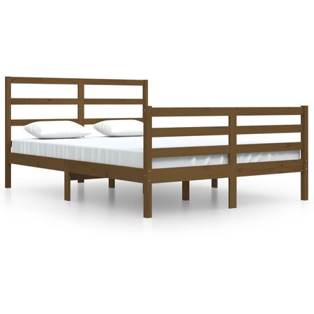vidaXL Cadre de lit Marron miel Bois de pin massif 140x200 cm