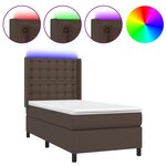 vidaXL Sommier tapissier et matelas et LED Marron 80x200 cm Similicuir