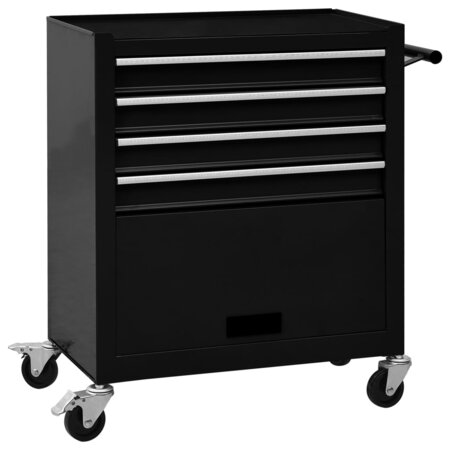 vidaXL Chariot à outils avec 4 tiroirs Acier Noir