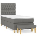 vidaXL Lit à sommier tapissier et matelas Gris foncé 90x190 cm Tissu