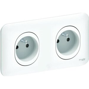 SCHNEIDER ELECTRIC Double prise de courant 2P+T pré-câblée avec éclipses Ovalis